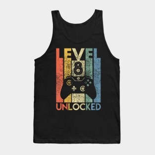 Level 8 Unlocked Funny Video Gamer 8th Birthday Tank Top